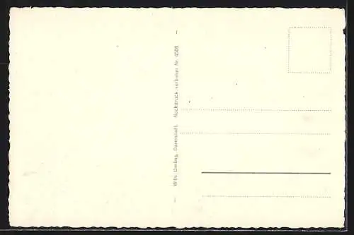 AK Darmstadt, Rheinstrasse mit Denkmal