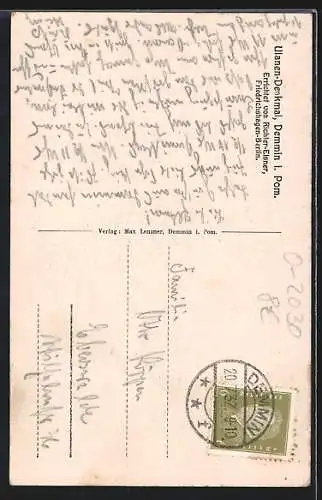 AK Demmin i. Pom., Am Ulanendenkmal