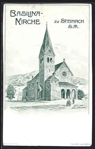 Künstler-AK Steinach / S.-M., Basilika-Kirche