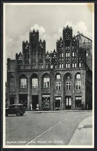 AK Rostock i. Meckl., Alte Häuser am Schilde