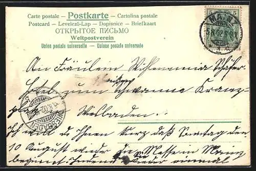 Lithographie Mainz, Teilansicht, Christus-Kirche