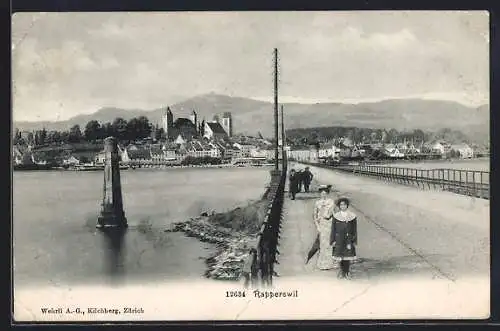 AK Rapperswil, Ortsansicht von der Brücke aus