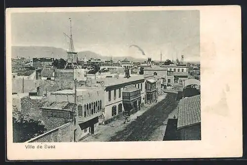 AK Suez, Ville de Suez aus der Vogelschau