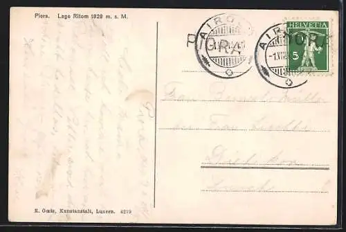 AK Piora, Lago Ritom mit Gebäuden