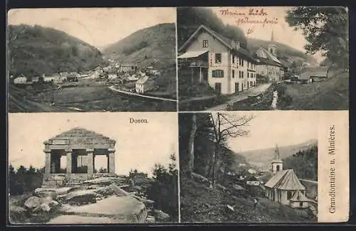 AK Michelbrunn / Grandfontaine-Minières, Kirche, Ortsansicht, Donon