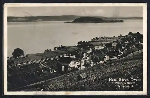 AK Twann, Ortsansicht mit Hotel Bären v. E. Hubler