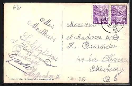 AK Twann, Ortsansicht mit Hotel Bären v. E. Hubler