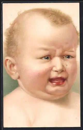 Künstler-AK Gesicht eines weinenden Babys