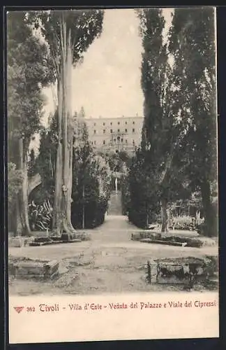 AK Tivoli, Villa d`Este, Veduta del Palazzo e Viale dei Cipressi