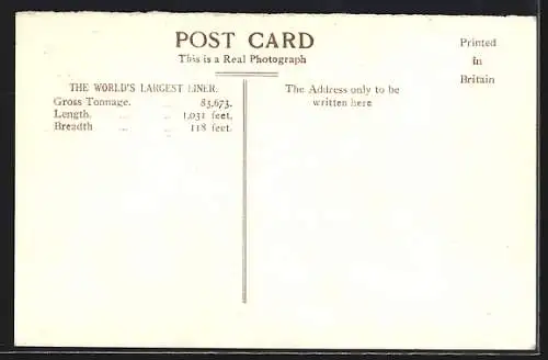AK Passagierschiff R.M.S. Queen Elizabeth auf hoher See, Cunard White Star Line