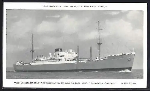 AK Handelsschiff MV Riebeeck Castle auf dem offenen Meer, Union-Castle Liner
