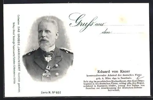 AK Kapitän Eduard von Knorr, Admiral der deutschen Flotte in Uniform