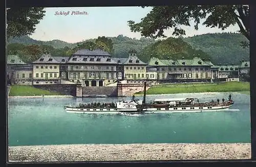 AK Salondampfer Leitmeritz auf der Elbe vor dem Schloss Pillnitz