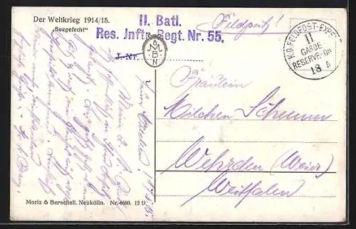 Künstler-AK Kriegsschiffe bei einem Seegefecht 1914 /15