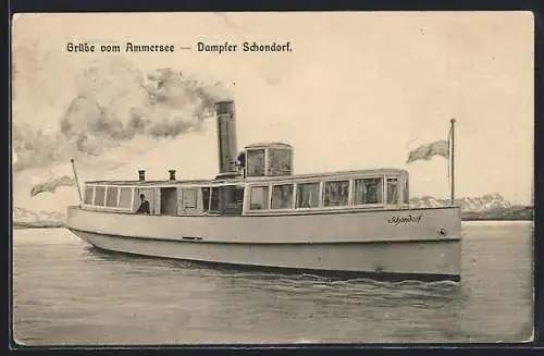AK Der Dampfer Schondorf auf dem Ammersee