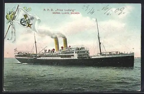 AK Passagierschiff R.P.D. Prinz Ludwig vom Nordd. Lloyd