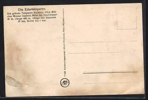 AK Waldeck / Hessen, Landkarte vom Edertalsperre-Gebiet