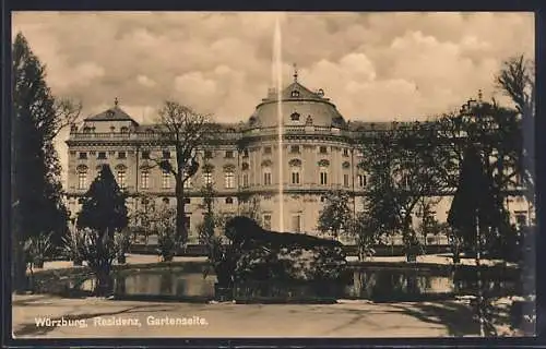 AK Würzburg, Residenz, Gartenseite