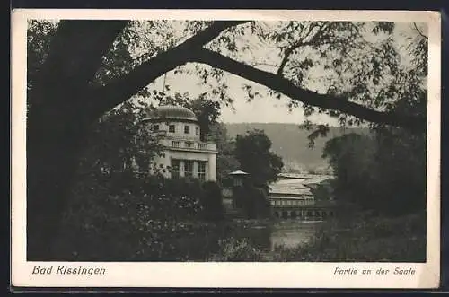 AK Bad Kissingen, Saalepartie mit Kuppelgebäude