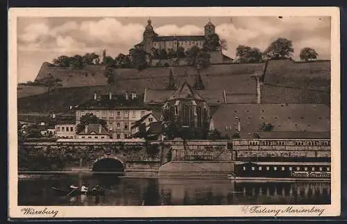 AK Würzburg, Festung Marienberg vom Wasser aus