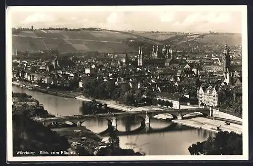 AK Würzburg, Stadtansicht vom Käppele aus