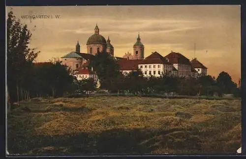 AK Weingarten i. W., Ortspanorama von einer Wiese aus