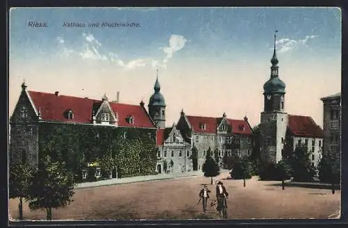 AK Riesa, Rathaus u. Klosterkirche, Fahrrad