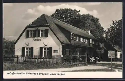 AK Langebrück, Blick auf die HO Gaststätte Hofewiese