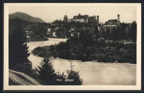 AK Füssen, Teilansicht mit Kirche