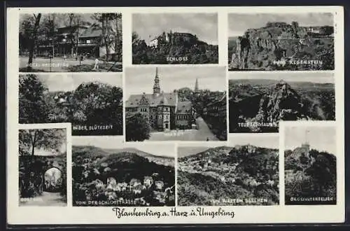 AK Blankenburg / Harz, Hotel Heidelberg, Schloss, Markt