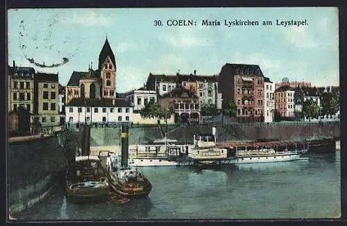 AK Köln, Maria Lyskirchen am Leystapel mit Dampfer Fürst Bismarck