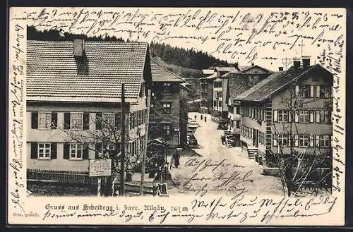 AK Scheidegg i. bayr. Allgäu, Ansicht vom Ortseingang aus