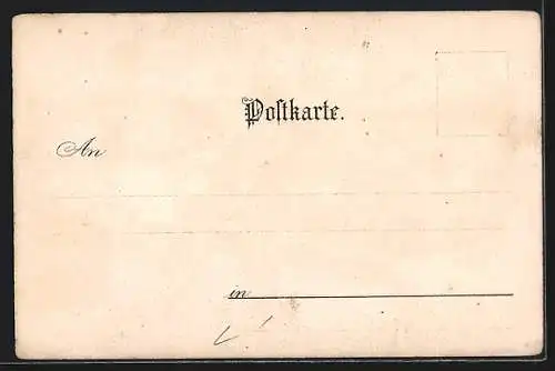 Lithographie Bad Aibling, Teilansicht, Ortspartie