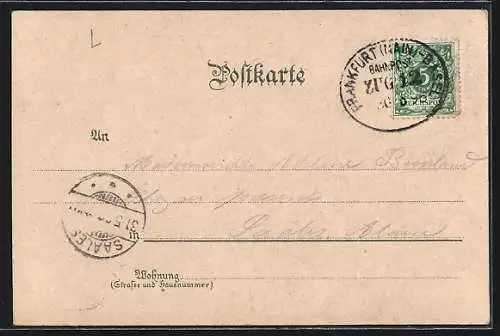 Lithographie Offenburg, Bahnhofstrasse, Rathaus, Drake-Denkmal und Kriegerdenkmal