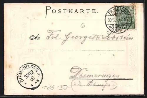 Passepartout-Lithographie Alt-Frankfurt, Römer mit Wappen