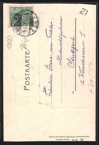 Passepartout-Lithographie Berlin, Café Bauer in der Friedrichstrasse, Wappen