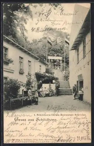 AK Berlin-Grunewald, Schildhorn, 1. Schildhorn-Garten-Restaurant Schröder