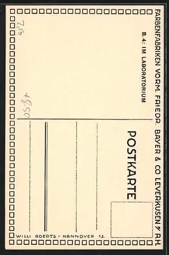 AK Leverkusen a. Rh., Farbenfabriken vorm. Friedr. Bayer & Co., Im Laboratorium