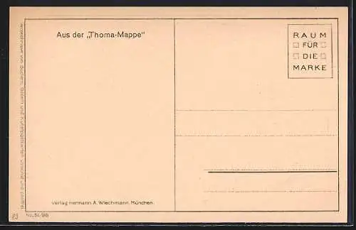 Künstler-AK Hans Thoma: Mann spielt auf der Geige, Mondscheingeiger