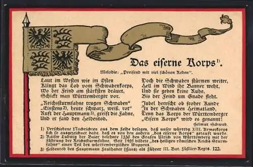 AK Das eiserne Korps, Lied, Flagge