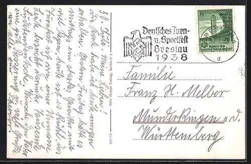 AK Breslau, Hermann Göring Stadion mit Schlesierkampfbahn & Friesenwiese