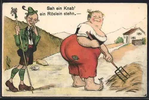 Künstler-AK Willi Scheuermann: Sah ein Knab` ein Röslein stehn