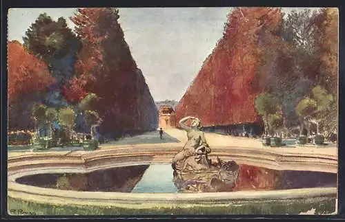 Künstler-AK Wien, Schönbrunn, Partie im Schlosspark