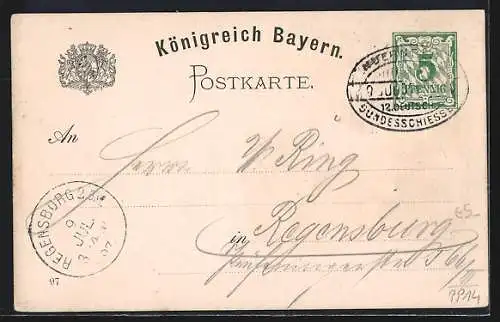 Künstler-AK Paul Ritter: Nürnberg, XII. Deutsches Bundesschiessen 1897