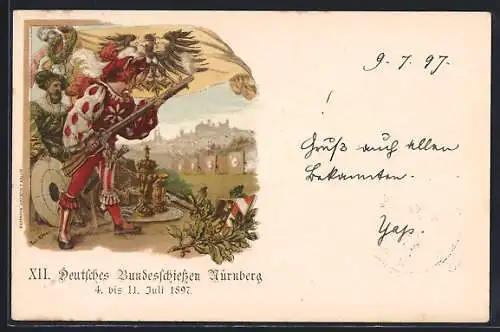 Künstler-AK Paul Ritter: Nürnberg, XII. Deutsches Bundesschiessen 1897