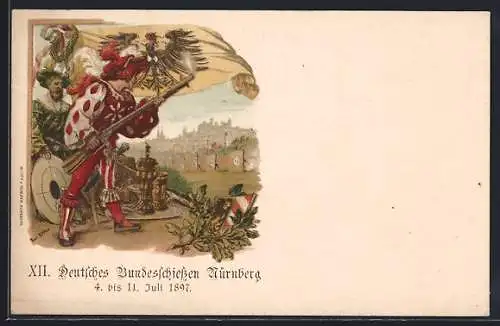 Künstler-AK Paul Ritter: Nürnberg, XII. Deutsches Bundesschiessen 1897