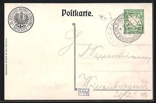 Künstler-AK München, XV. Deutsches Bundesschiessen 1906, Hauptportal zum Festplatz, Ganzsache