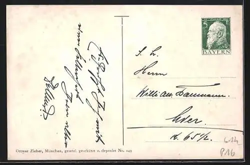 AK Portrait Prinzregent Luitpold in Uniform, Briefmarken aus Bayern