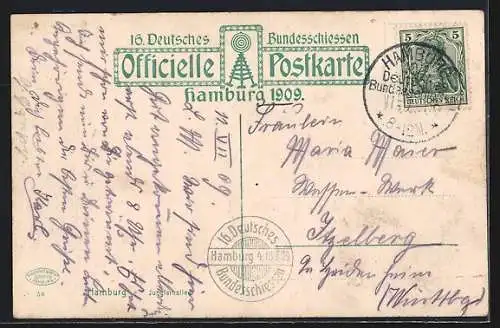 AK Hamburg, 16. Deutsches Bundesschiessen 1909, Blick auf den Jungfernstieg