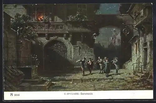Künstler-AK Carl Spitzweg: Spitzweg: Serenade bei Nacht